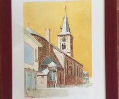 157 - aquarel kerk (?) - categorie 1.1- 35x45