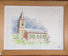 163 - aquarel kerk (?) - categorie 3.1- 35x45