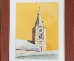 158 - aquarel kerk (?) - categorie 2.1- 35x45